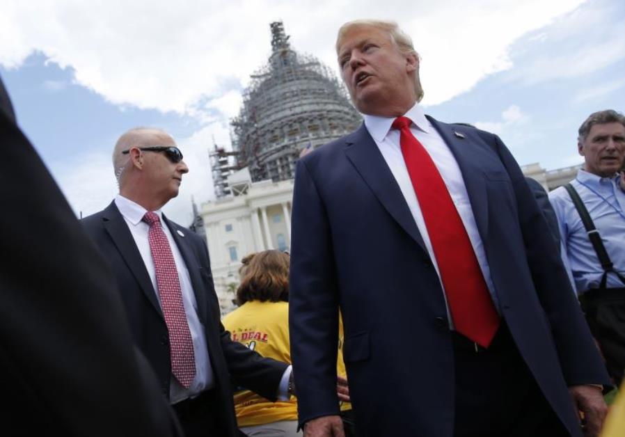 Then-presidential candidate Donald Trump arrives at a Capitol Hill rally to "Stop the Iran Nuclear Deal" in Washington, September 9, 2015 Photo By: REUTERS trump iran