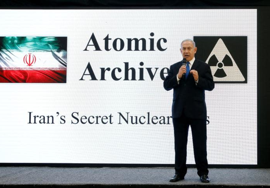 Israeli Prime minister Benjamin Netanyahu speaks during a news conference at the Ministry of Defense in Tel Aviv, Israel, April 30, 2018. Photo By: AMIR COHEN/REUTERS Israeli Prime minister Benjamin Netanyahu speaks during a news conference at the Ministry of Defense