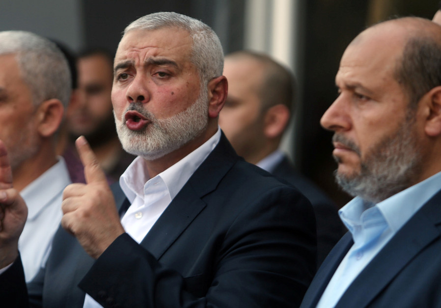 Hamas Chief Ismail Haniyeh gestures during a news conference following his arrival at the Rafah border crossing in the southern Gaza Strip September 19, 2017. Photo By: REUTERS Hamas: border protests will continue until blockade is lifted