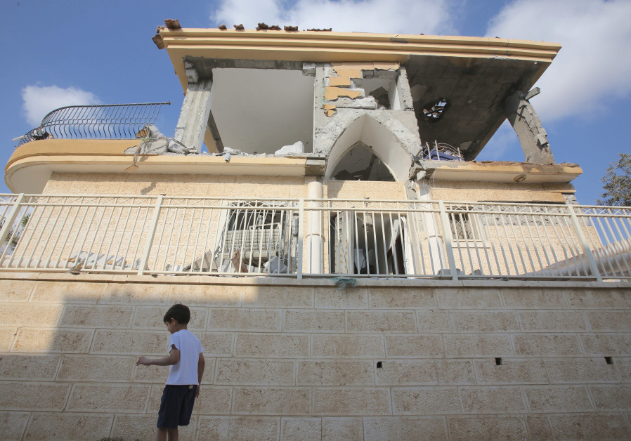 The damaged house in Beersheba from the rocket attack on Wednesday, October 17, 2018. Photo By: MARC ISRAEL SELLEM The damaged house in Beersheba from the rocket attack on Wednesday, October 17, 2018.