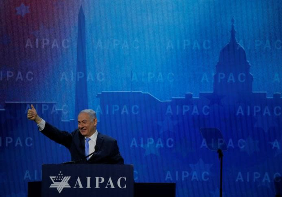 Israeli Prime Minister Benjamin Netanyahu takes the stage to speak at the AIPAC policy conference in Washington, DC, US, March 6, 2018 Photo By: REUTERS/BRIAN SNYDER March's AIPAC conference could influence next Israeli election date