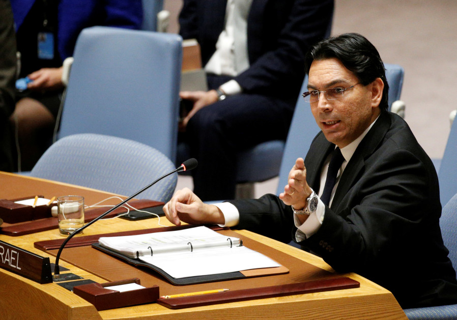 Israel's Ambassador to the United Nations Danny Danon speaks during the United Nations Security Council meeting on the situation in the Middle East, including Palestine, at U.N. Headquarters in New York City, New York, U.S., December 18, 2017 Photo By: REUTERS/BRENDAN MCDERMID Israel's Ambassador to the United Nations Danny Danon speaks during the United Nations Security Coun