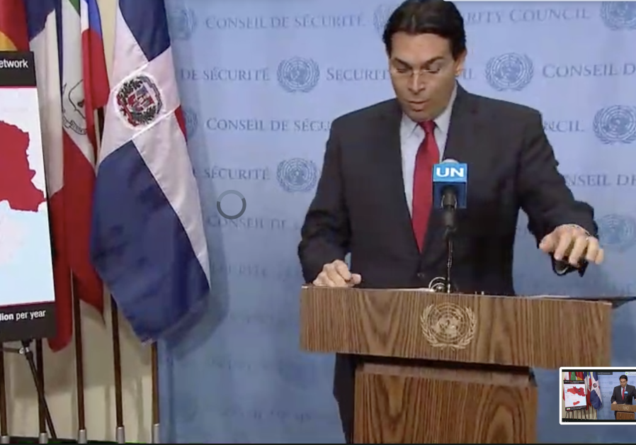 Israel ambassador to the UN Danny Danon speaks at the UNSC Photo By: screenshot Israel ambassador to the UN Danny Danon speaks at the UNSC