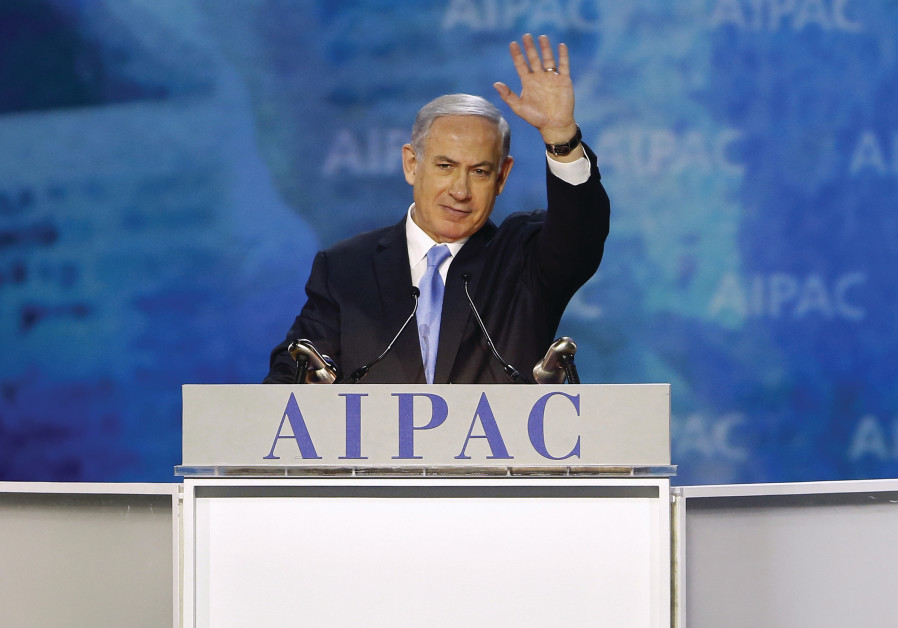 PRIME MINISTER Benjamin Netanyahu waves at the crowd at the AIPAC Policy Conference in 2015, the last time he flew to Washington, DC, on the eve of general elections back in Israel. Photo By: REUTERS PRIME MINISTER Benjamin Netanyahu waves at the crowd at the AIPAC Policy Conference in 2015.