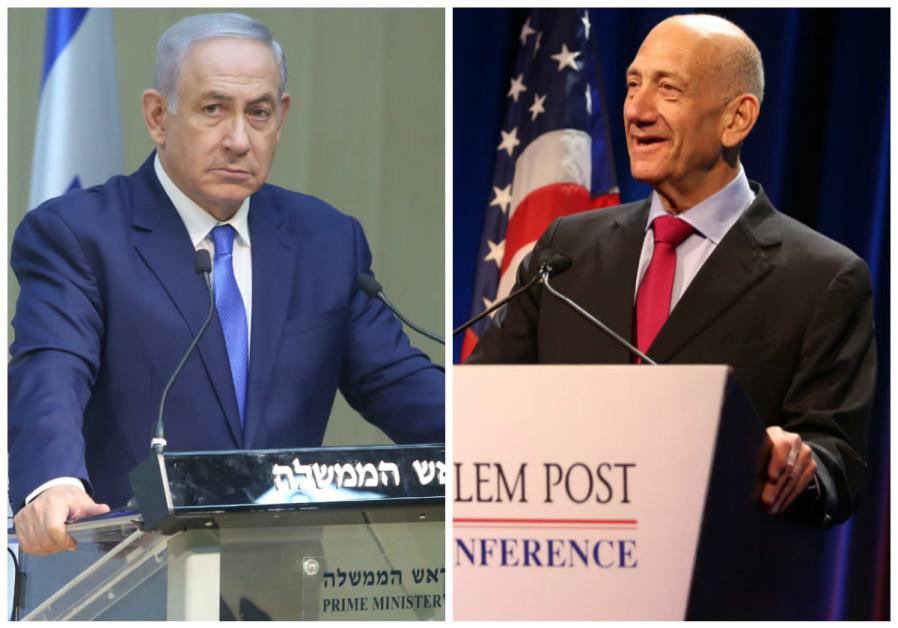 Prime Minister Benjmain Netanyahu (L) and Ehud Olmert (R) Photo By: MARC ISRAEL SELLEM/THE JERUSALEM POST Prime Minister Benjmain Netanyahu (L) and Ehud Olmert (R)