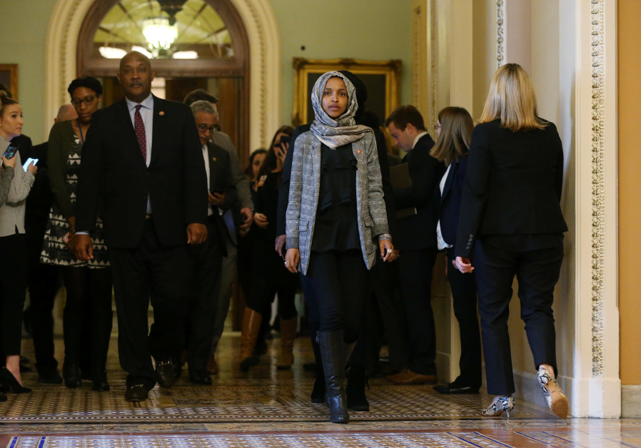 U.S. Rep. Ilhan Omar leaves Senate after watching failure of competing proposals to end government shutdown. Photo By: LEAH MILLIS/REUTERS U.S. Rep. Ilhan Omar leaves Senate after watching failure of competing proposals to end government s