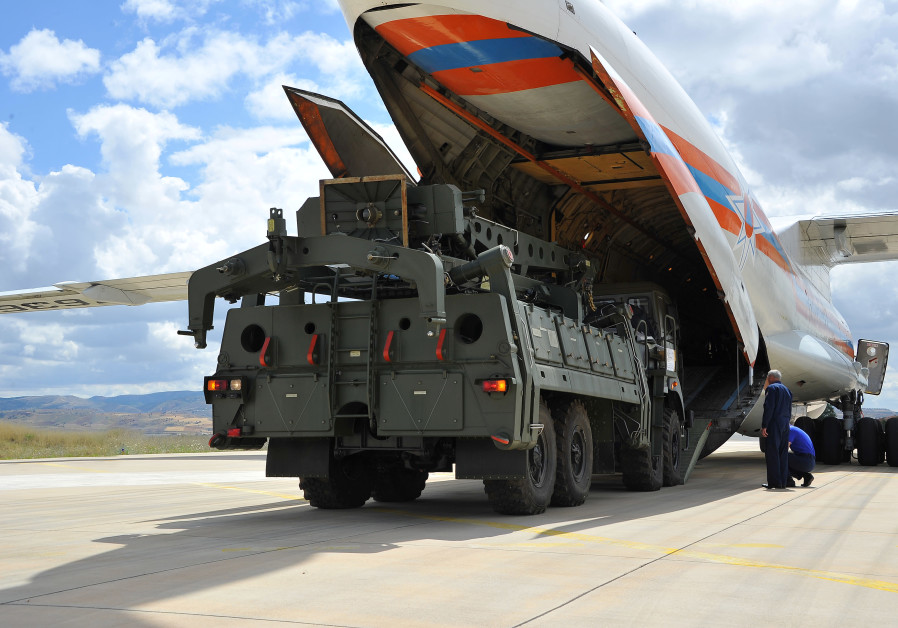 First parts of a Russian S-400 missile defense system are unloaded from a Russian plane at Murted Airport, known as Akinci Air Base, near Ankara, Turkey, July 12, 2019. Photo By: REUTERS Emboldened by S-400s, Turkey threatens offensive in eastern Syria