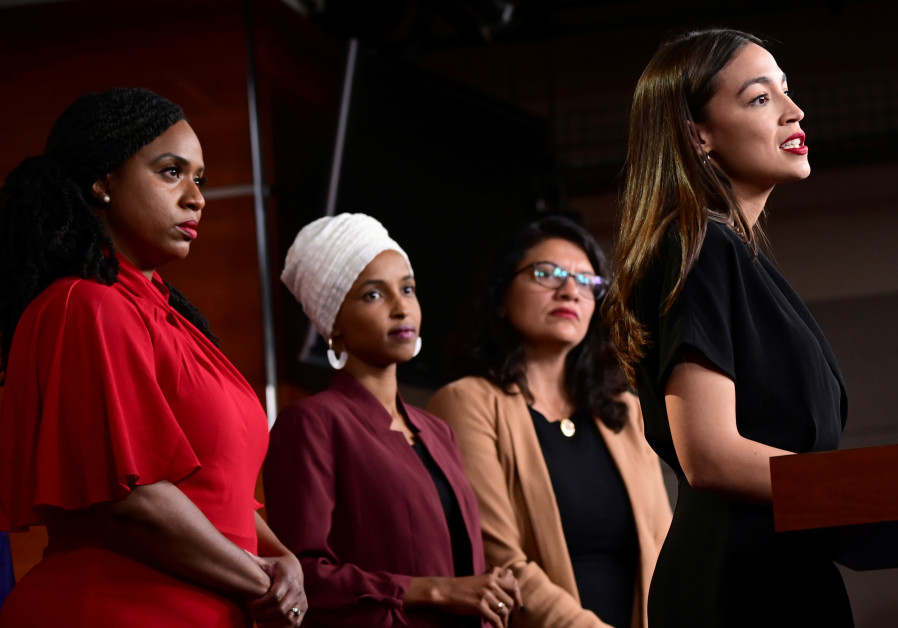 U.S. Reps Ayanna Pressley (D-MA), Ilhan Omar (D-MN), Rashida Tlaib (D-MI) and Alexandria Ocasio-Cortez (D-NY) hold a news conference after Democrats in the U.S. Congress moved to formally condemn President Donald Trump's attacks on the four minority congresswomen on Capitol Hill in Washington, U.S., Photo By: ERIN SCOTT/REUTERS House votes to condemn Trump's Twitter thread as racist and hate-mongering