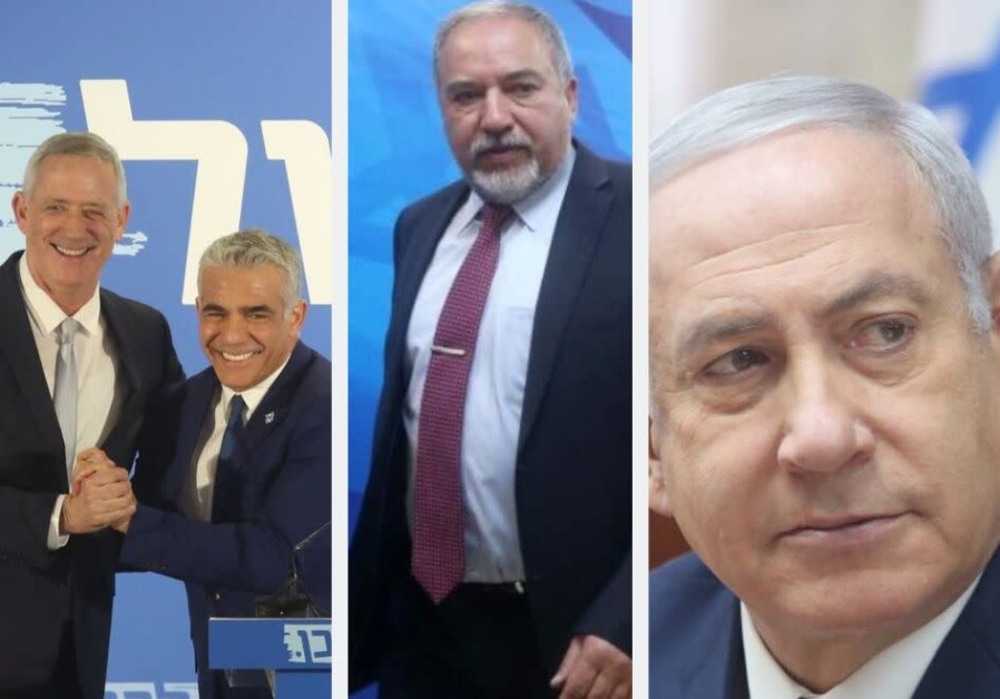Heads of the Blue and White party, Benny Gantz and Yair Lapid. Avigdor Liberman, Head of rightist Yisrael Beiteinu party. Prime Minister Benjamin Netanyahu at the weekly cabinet meeting, December 2, 2018 Photo By: MARC ISRAEL SELLEM/THE JERUSALEM POST Majority of public want unity govt with no ultra-Orthodox parties