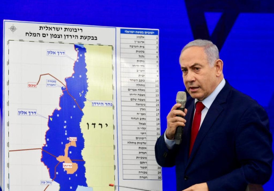 Benjamin Netanyahu announces that if reelected, he will extend Israeli sovereignty over the Jordan Valley, September 10 2019 Photo By: AVSHALOM SASSONI Benjamin Netanyahu announces that if reelected, he will extend Israeli sovereignty over the Jordan V
