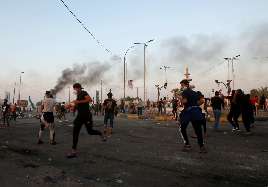 Demonstrators clash with members of Iraqi security forces during the ongoing anti-government protests near the Governorate building of Basra, Iraq November 8, 2019 Photo By: ESSAM AL-SUDANI/ REUTERS Iranian munitions used to kill protests in Iraq