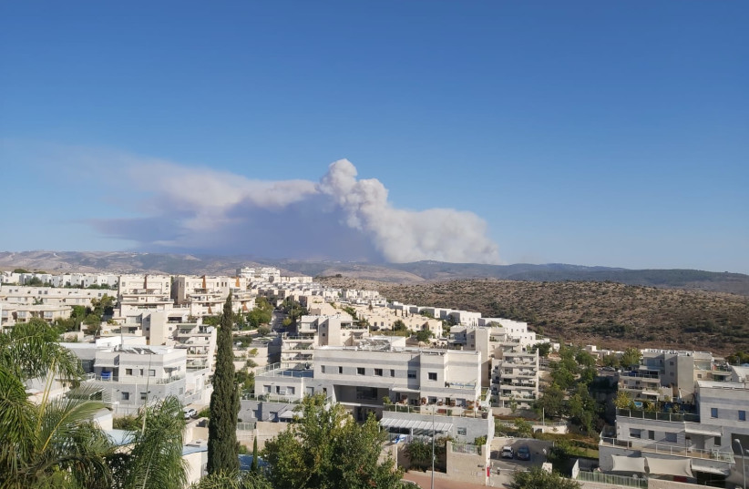 A view of the smoke of the Beit Meir fire from Modiin (credit: YONAH JEREMY BOB) A view of the smoke of the Beit Meir fire from Modiin (credit: YONAH JEREMY BOB)