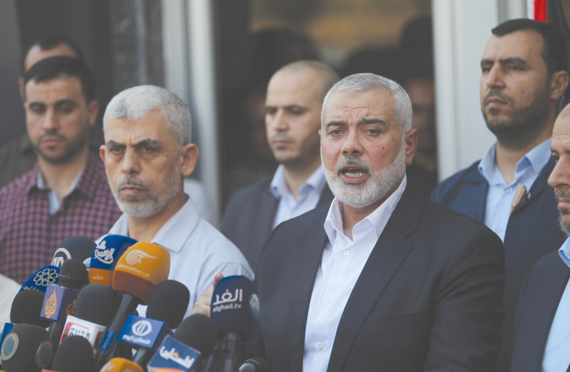 HAMAS CHIEF Ismail Haniyeh speaks to the press upon his arrival at the Rafah border crossing in the southern Gaza Strip in 2017. (credit: ABED RAHIM KHATIB/FLASH90) HAMAS CHIEF Ismail Haniyeh speaks to the press upon his arrival at the Rafah border crossing in the southern Gaza Strip in 2017. (credit: ABED RAHIM KHATIB/FLASH90)