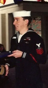 David Chetlain receives an award from the commanding officer of the USS Nevada. Photo courtesy of the author.
