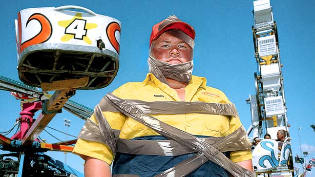 Image for article titled Carnival Worker Practically Held Together With Duct Tape