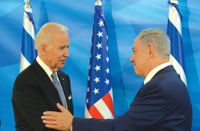 PRIME MINISTER Benjamin Netanyahu meets then-US vice-president Joe Biden at the Prime Minister’s Office in Jerusalem, in 2016. Netanyahu does not care that President Biden is displeased, says the writer. (credit: AMOS BEN GERSHOM/GPO) PRIME MINISTER Benjamin Netanyahu meets then-US vice-president Joe Biden at the Prime Minister’s Office in Jerusalem, in 2016. Netanyahu does not care that President Biden is displeased, says the writer. (credit: AMOS BEN GERSHOM/GPO)