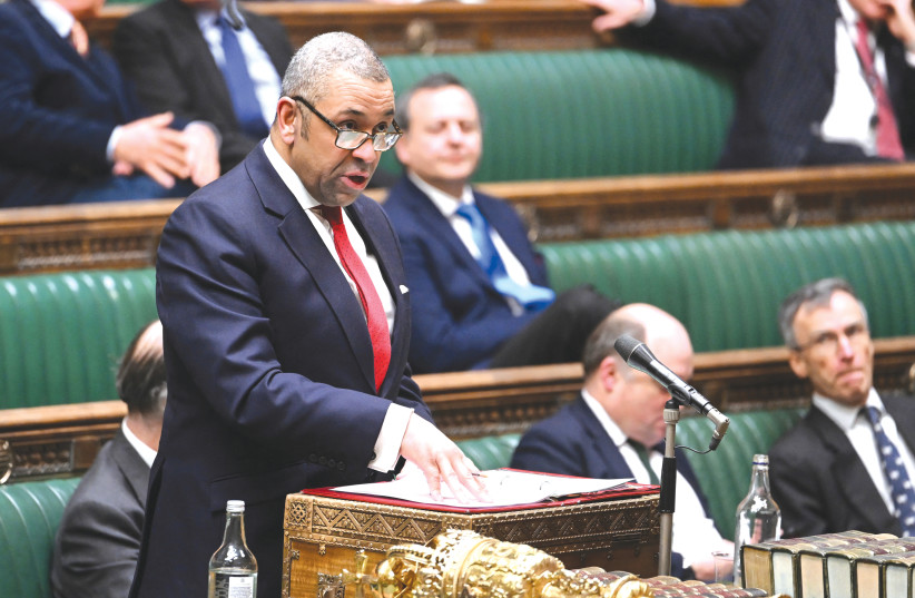BRITAIN’S FOREIGN Secretary James Cleverly speaks about the execution of Alireza Akbari, in the House of Commons. (credit: UK Parliament/REUTERS) BRITAIN’S FOREIGN Secretary James Cleverly speaks about the execution of Alireza Akbari, in the House of Commons. (credit: UK Parliament/REUTERS)
