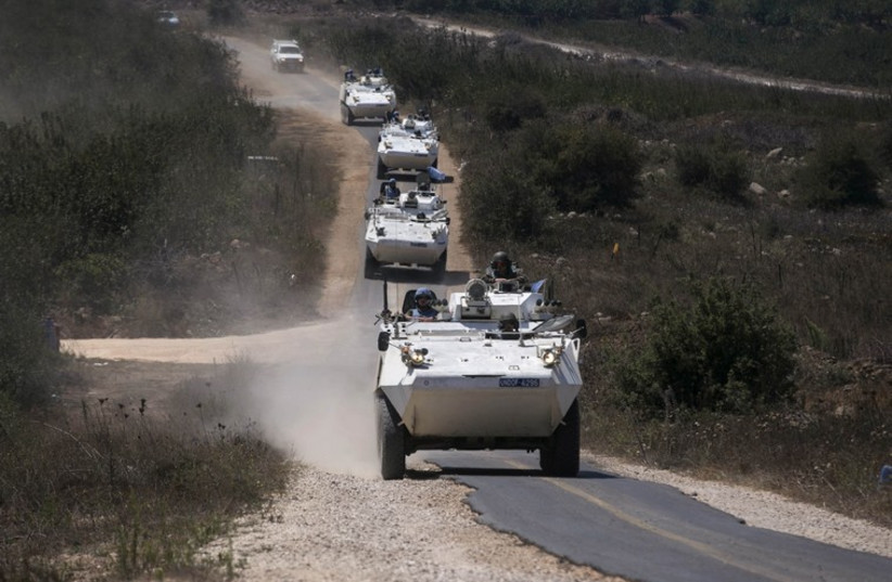 UN Disengagement Observer Force (UNDOF) troops move through Israel’s Golan Heights before crossing into Syria, August 31. (credit: REUTERS/BAZ RATNER) UN Disengagement Observer Force (UNDOF) troops move through Israel’s Golan Heights before crossing into Syria, August 31. (credit: REUTERS/BAZ RATNER)