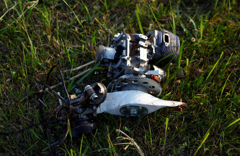 Parts of a Russian suicide drone are seen at a compound of a tobacco factory damaged during a strike, amid Russia's attack on Ukraine, in Kyiv, Ukraine May 28, 2023. (credit: VALENTYN OGIRENKO/REUTERS) Parts of a Russian suicide drone are seen at a compound of a tobacco factory damaged during a strike, amid Russia's attack on Ukraine, in Kyiv, Ukraine May 28, 2023. (credit: VALENTYN OGIRENKO/REUTERS)