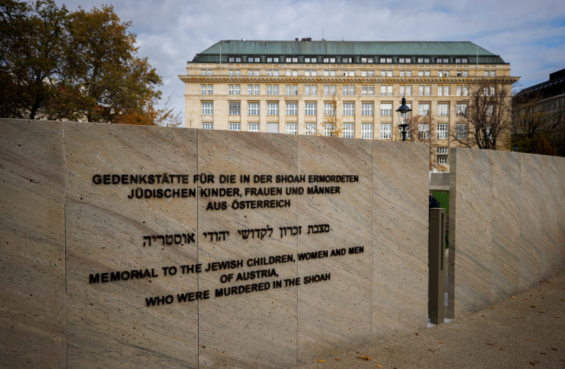 The entrance of the Shoah Wall of Names Memorial bearing the names of 64,000 Austrian Jews who were killed in the Holocaust is seen ahead of its opening in Vienna, Austria November 9, 2021. (credit: REUTERS/LISI NIESNER) The entrance of the Shoah Wall of Names Memorial bearing the names of 64,000 Austrian Jews who were killed in the Holocaust is seen ahead of its opening in Vienna, Austria November 9, 2021. (credit: REUTERS/LISI NIESNER)
