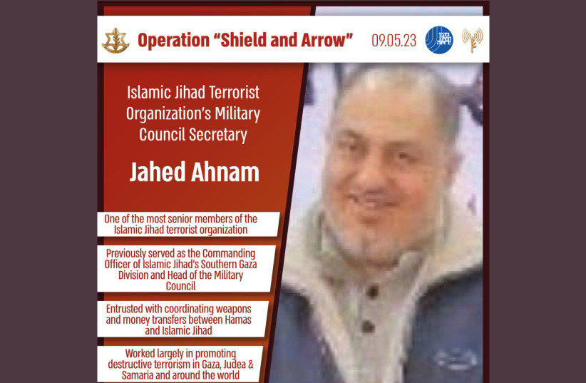 Jihed Ghanem, secretary of the Palestinian Islamic Jihad's military council. (credit: IDF SPOKESPERSON'S UNIT) Jihed Ghanem, secretary of the Palestinian Islamic Jihad's military council. (credit: IDF SPOKESPERSON'S UNIT)
