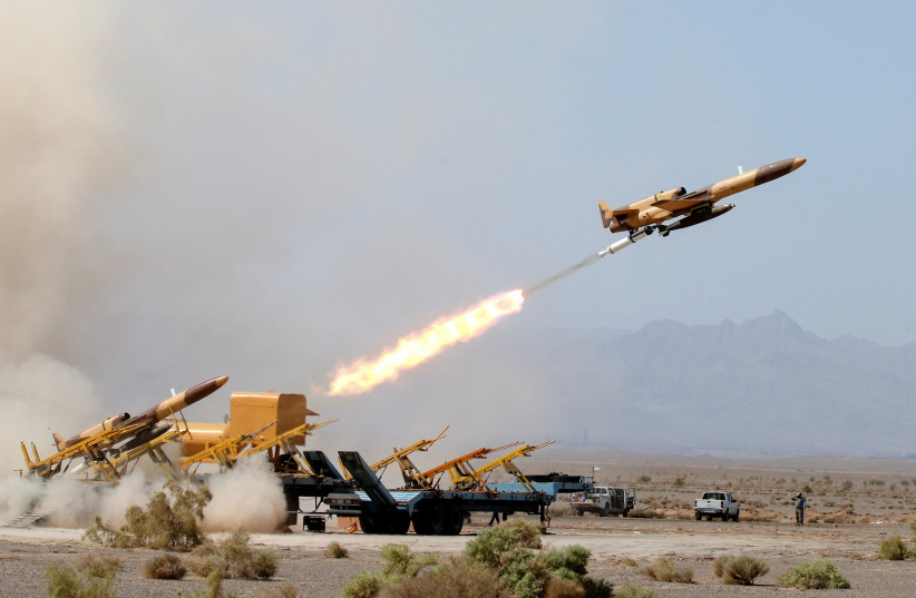 A drone is launched during a military exercise in an undisclosed location in Iran, in this handout image obtained on August 25, 2022 (credit: IRANIAN ARMY/WANA/REUTERS) A drone is launched during a military exercise in an undisclosed location in Iran, in this handout image obtained on August 25, 2022 (credit: IRANIAN ARMY/WANA/REUTERS)