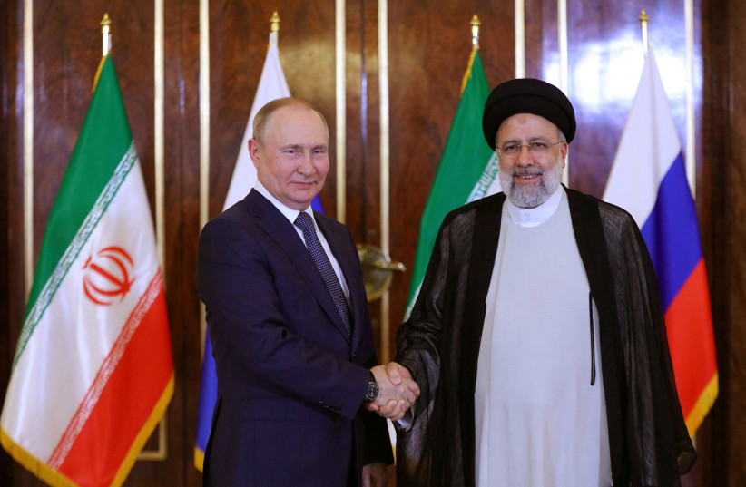Iranian President Ebrahim Raisi meets with Russian President Vladimir Putin in Tehran, Iran, July 19, 2022 (credit: PRESIDENT WEBSITE/WANA (WEST ASIA NEWS AGENCY)/HANDOUT VIA REUTERS) Iranian President Ebrahim Raisi meets with Russian President Vladimir Putin in Tehran, Iran, July 19, 2022 (credit: PRESIDENT WEBSITE/WANA (WEST ASIA NEWS AGENCY)/HANDOUT VIA REUTERS)