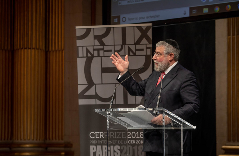 Rabbi Pinchas Goldschmidt delivers a speech in Paris, France, Oct. 10, 2018. (credit: Conference of European Rabbis/JTA) Rabbi Pinchas Goldschmidt delivers a speech in Paris, France, Oct. 10, 2018. (credit: Conference of European Rabbis/JTA)