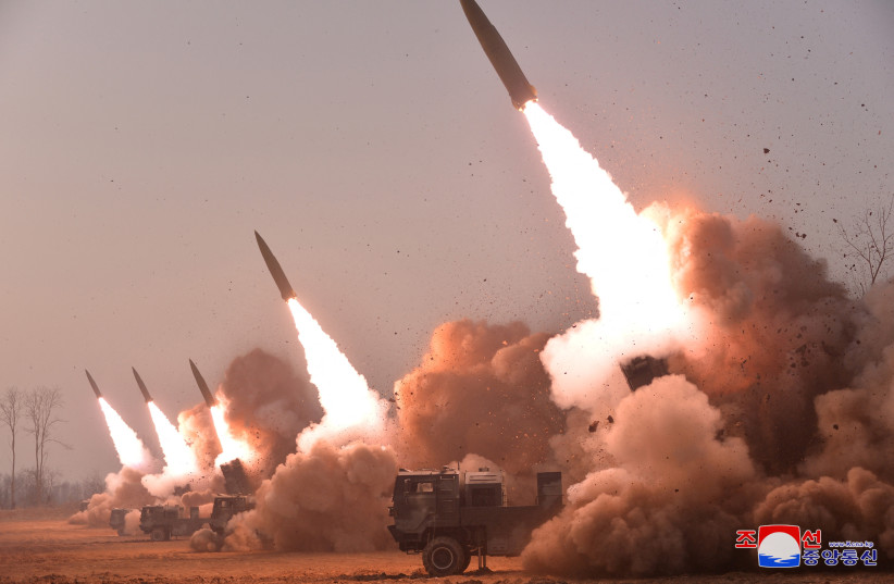 A general view of fire assault drill at an undisclosed location in North Korea March 10, 2023 in this photo released by North Korea's Korean Central News Agency (KCNA). (credit: KCNA VIA REUTERS) A general view of fire assault drill at an undisclosed location in North Korea March 10, 2023 in this photo released by North Korea's Korean Central News Agency (KCNA). (credit: KCNA VIA REUTERS)