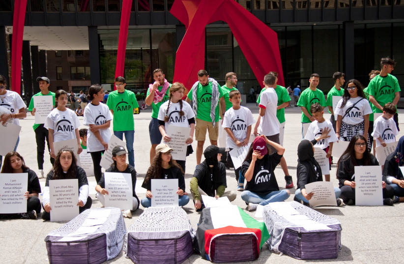 Anti-Israel protestors make anti-Zionist claims at a BDS rally in Chicago, Illinois (credit: FLICKR) Anti-Israel protestors make anti-Zionist claims at a BDS rally in Chicago, Illinois (credit: FLICKR)