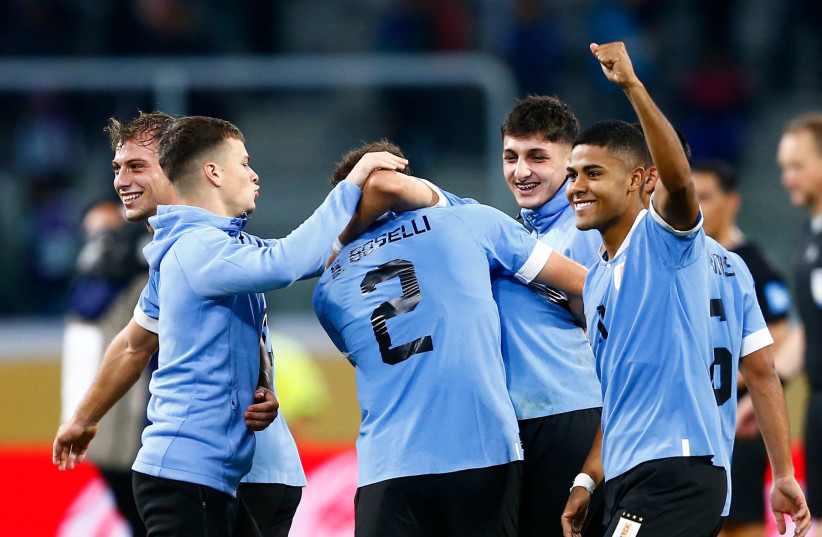 FIFA U20 World Cup Argentina 2023 - Quarter Final - United States v Uruguay - Estadio Unico Madre de Ciudades, Santiago del Estero, Argentina - June 4, 2023 Uruguay players celebrate after the match (credit: Matias Baglietto/Reuters) FIFA U20 World Cup Argentina 2023 - Quarter Final - United States v Uruguay - Estadio Unico Madre de Ciudades, Santiago del Estero, Argentina - June 4, 2023 Uruguay players celebrate after the match (credit: Matias Baglietto/Reuters)