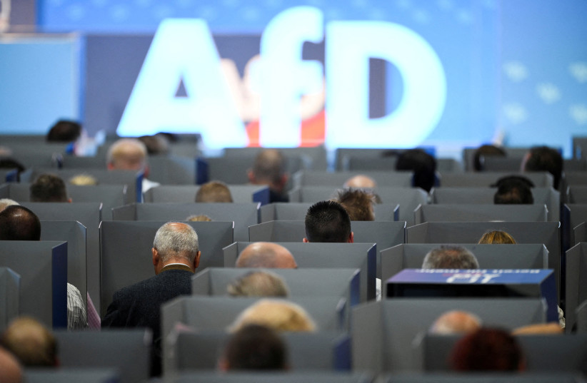 AfD members sit in voting booths on the day of the European election assembly 2023 of the Alternative for Germany (AfD) in Magdeburg, Germany, July 29, 2023. (credit: REUTERS/ANNEGRET HILSE) AfD members sit in voting booths on the day of the European election assembly 2023 of the Alternative for Germany (AfD) in Magdeburg, Germany, July 29, 2023. (credit: REUTERS/ANNEGRET HILSE)