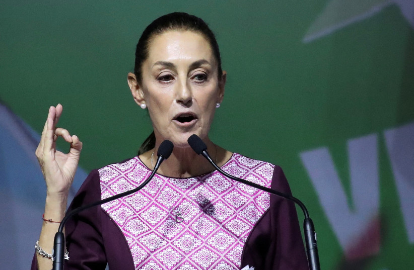 Former Mexico City Mayor Claudia Sheinbaum gestures as she speaks on the day she is certified as presidential candidate for the ruling National Regeneration Movement (MORENA) party during a ceremony, in Mexico City, Mexico September 10, 2023. (credit: REUTERS/HENRY ROMERO) Former Mexico City Mayor Claudia Sheinbaum gestures as she speaks on the day she is certified as presidential candidate for the ruling National Regeneration Movement (MORENA) party during a ceremony, in Mexico City, Mexico September 10, 2023. (credit: REUTERS/HENRY ROMERO)
