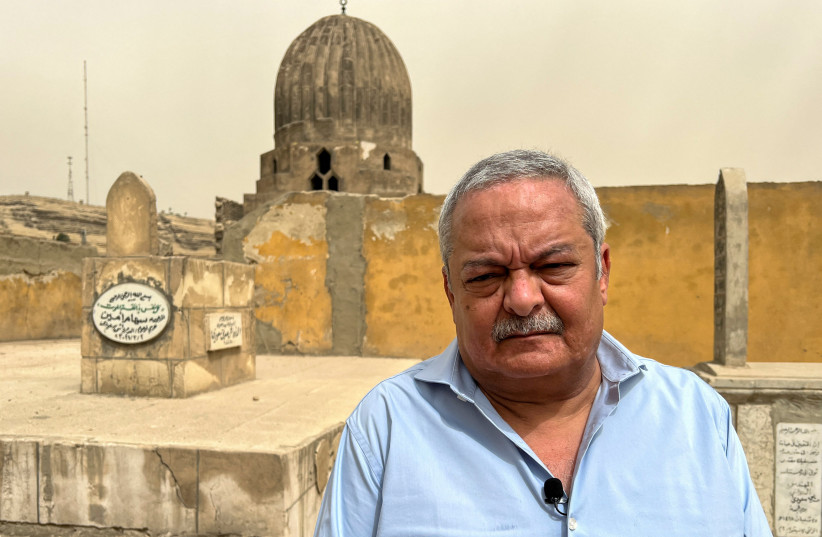 Hisham Kassem, a former newspaper publisher publisher and political activist, speaks during an interview with Reuters TV at his family's cemetery, in Cairo, Egypt, June 13, 2023 (credit: AHMED FAHMY/REUTERS) Hisham Kassem, a former newspaper publisher publisher and political activist, speaks during an interview with Reuters TV at his family's cemetery, in Cairo, Egypt, June 13, 2023 (credit: AHMED FAHMY/REUTERS)