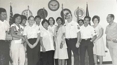 Then-Ensign Van with the personnel division at Naval Station Guam in November 1980. Photo courtesy of the author.