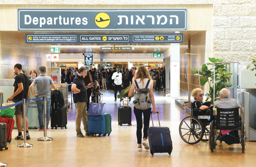 PASSENGERS DEPART Ben-Gurion Airport. Will airlines be adding new destinations? (credit: GILI YAARI/FLASH90) PASSENGERS DEPART Ben-Gurion Airport. Will airlines be adding new destinations? (credit: GILI YAARI/FLASH90)