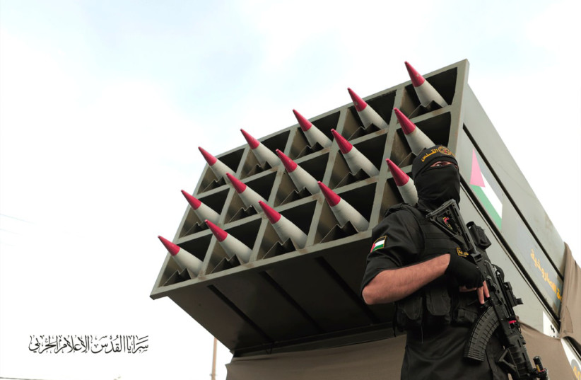 Palestinian Islamic Jihad displays rockets at military parade in Gaza. October 4, 2023 (credit: Palestinian Islamic Jihad) Palestinian Islamic Jihad displays rockets at military parade in Gaza. October 4, 2023 (credit: Palestinian Islamic Jihad)