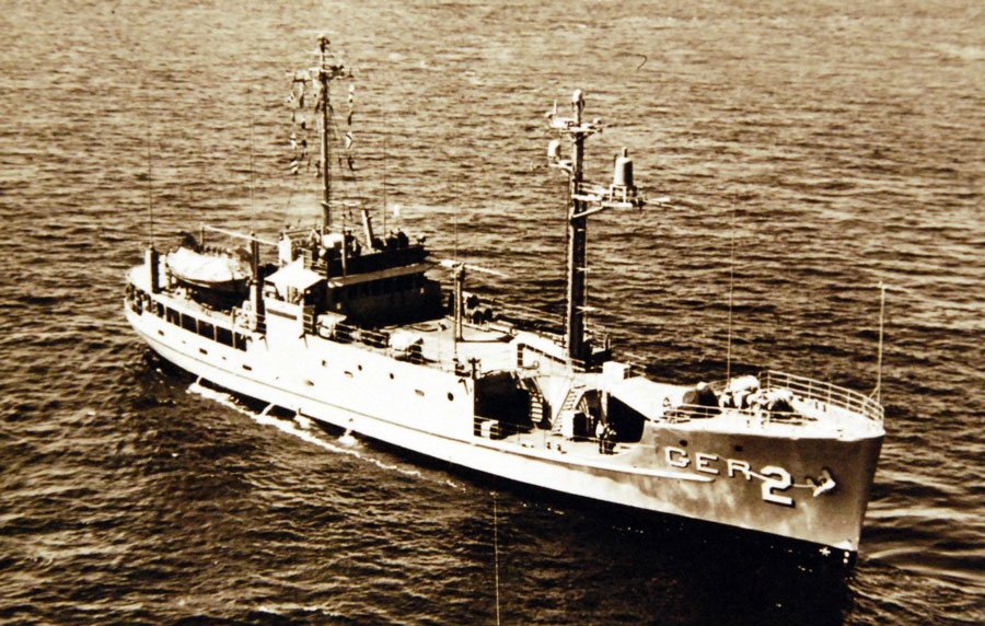 The USS Pueblo underway in 1968.