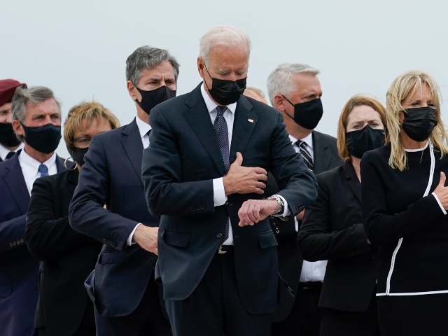 Gold Star - President Joe Biden, first lady Jill Biden and others attend a casualty return as a carry team finishes placing a transfer case containing the remains of Marine Corps Lance Cpl. Jared M. Schmitz, 20, of St. Charles, Mo., into the transfer vehicle Sunday, Aug. 29, 2021, at Dover Air Force Base, Del. According to the Department of Defense, Schmitz a died in an attack at Afghanistan's Kabul airport, along with 12 other U.S. service members. (AP Photo/Carolyn Kaster)