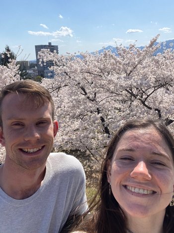 Longwell and her husband, Lt. Andrew Smith, on a trip to Morioka, Japan during cherry blossom season. (Photo provided by the author)