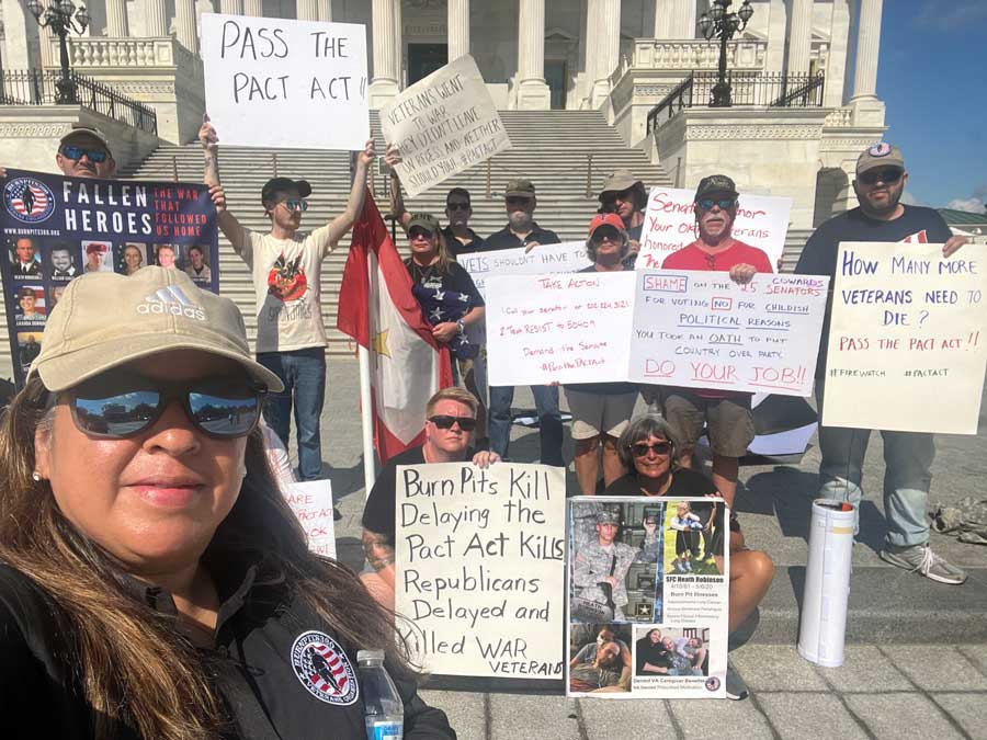 Veterans and their families pressured Congress to pass the PACT Act to extend benefits to veterans exposed to toxins during their service. (Photo courtesy of Rosie Lopez-Torres)